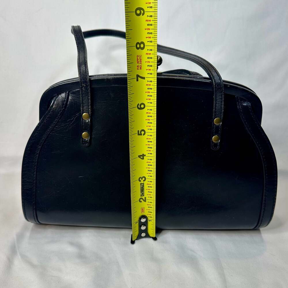 Fossil Forever Vintage Black Leather Kiss-Lock Shoulder Bag - Picture 7 of 10